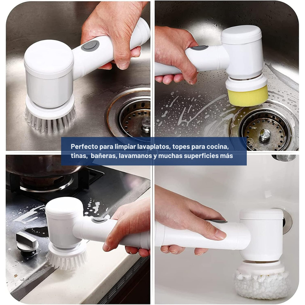 Cepillo De Limpieza Lavaloza Eléctrico Recargable USB 3 en 1-4