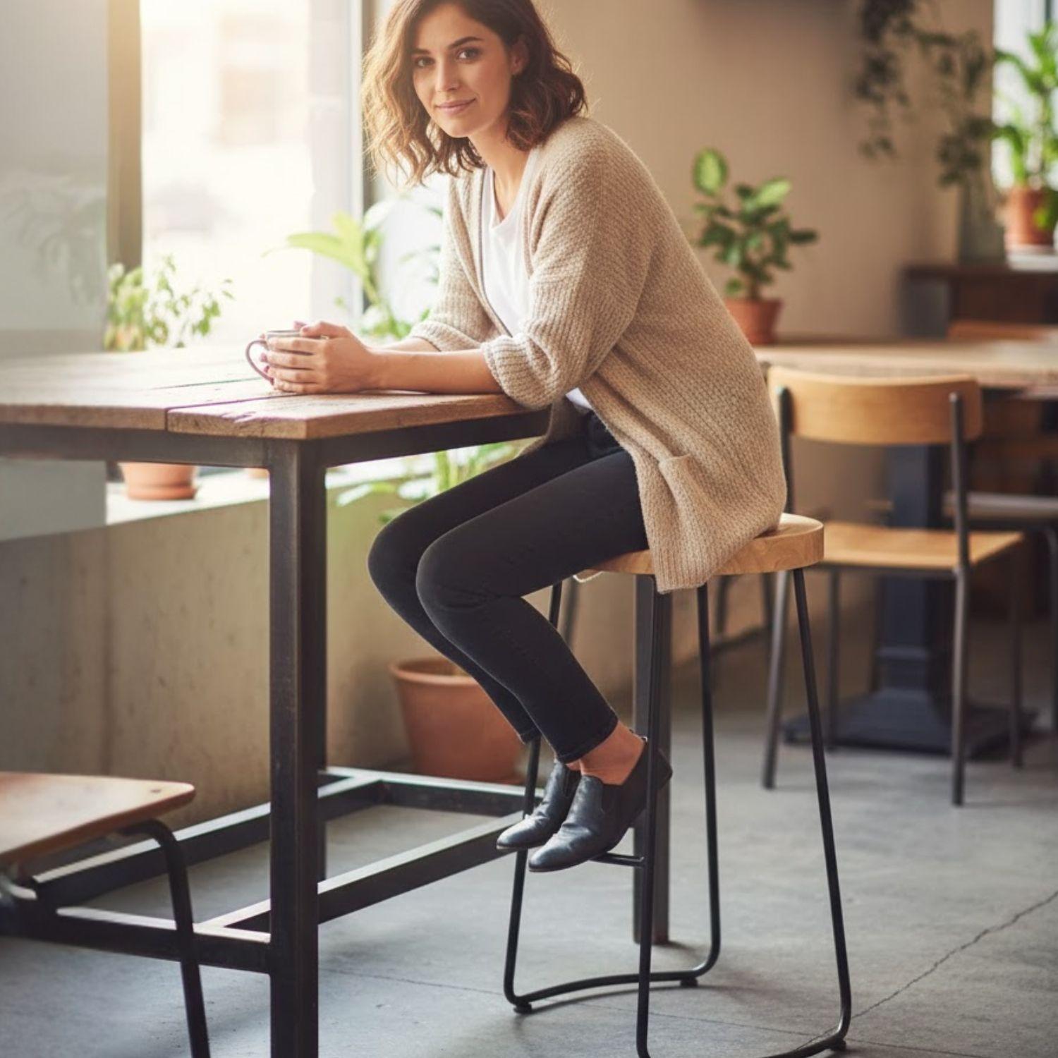 Pack 4 Silla Bar 65cm Taburete Asiento Madera Mostrador-2