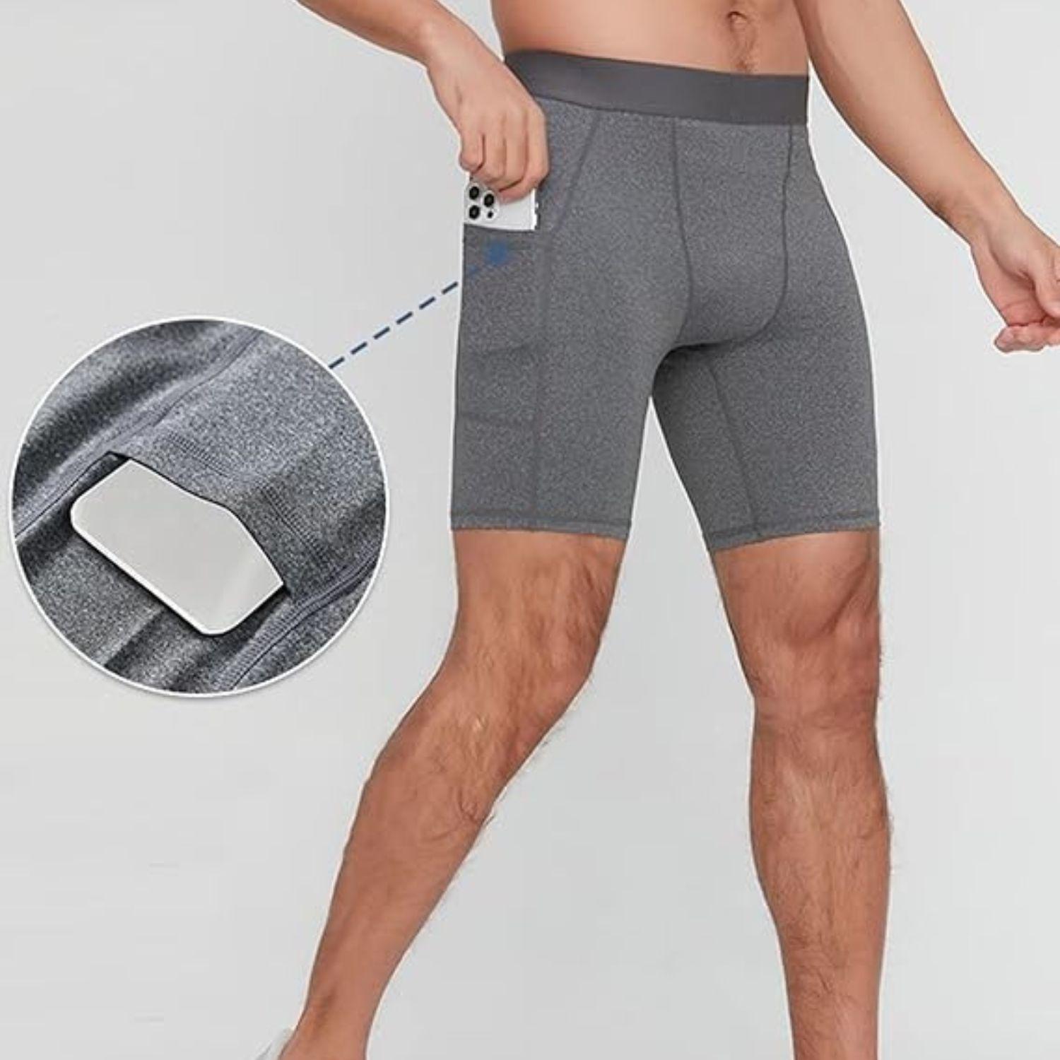 Short Deportivo Calza Hombre Gimnasio Licra Con Bolsillo-1
