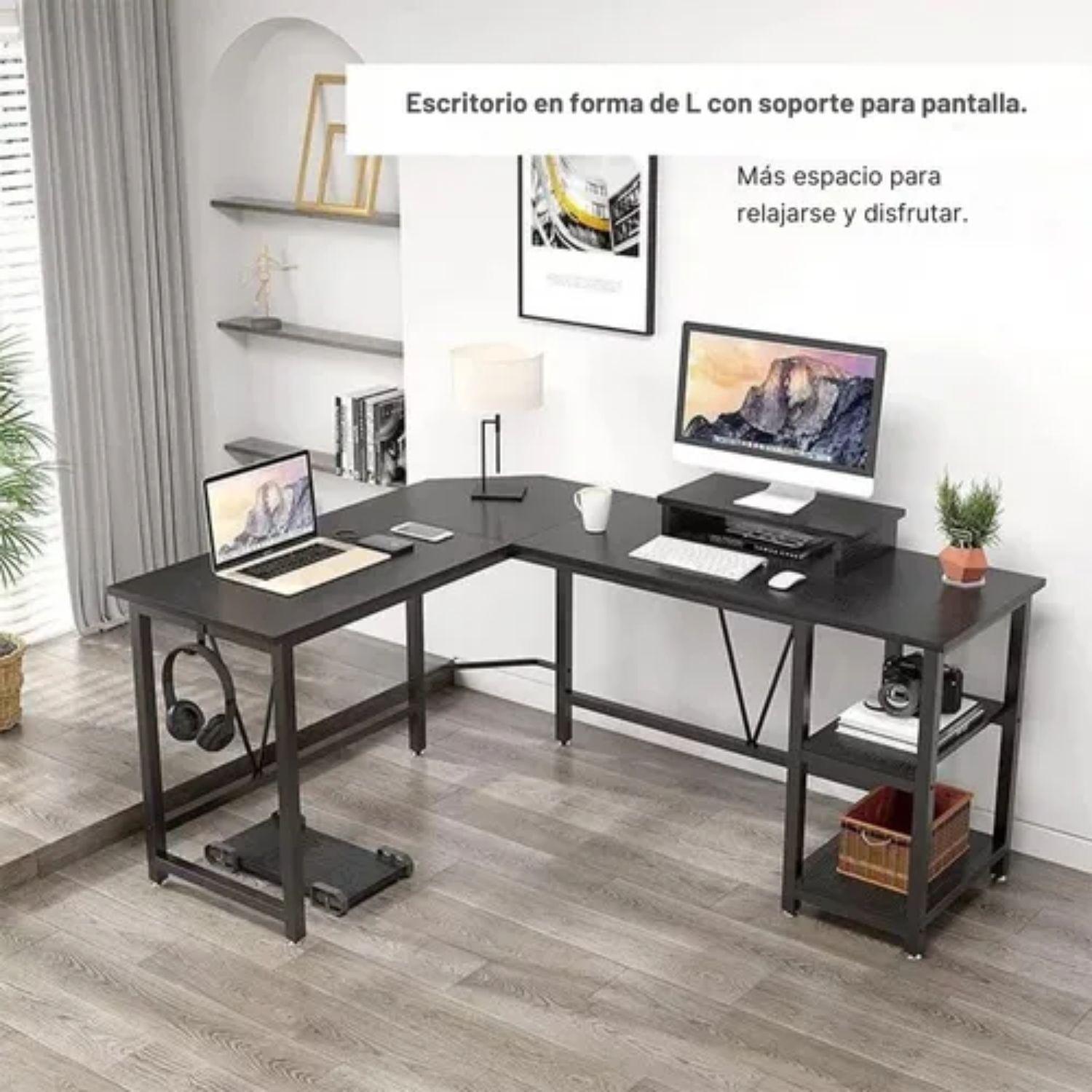 Escritorio Esquinero 150x48x75 en Forma de L Minimalista-3