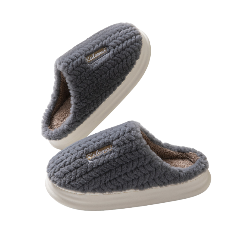 Pantuflas Con Felpa Interior Hombre Mujer Unisex Gris-0