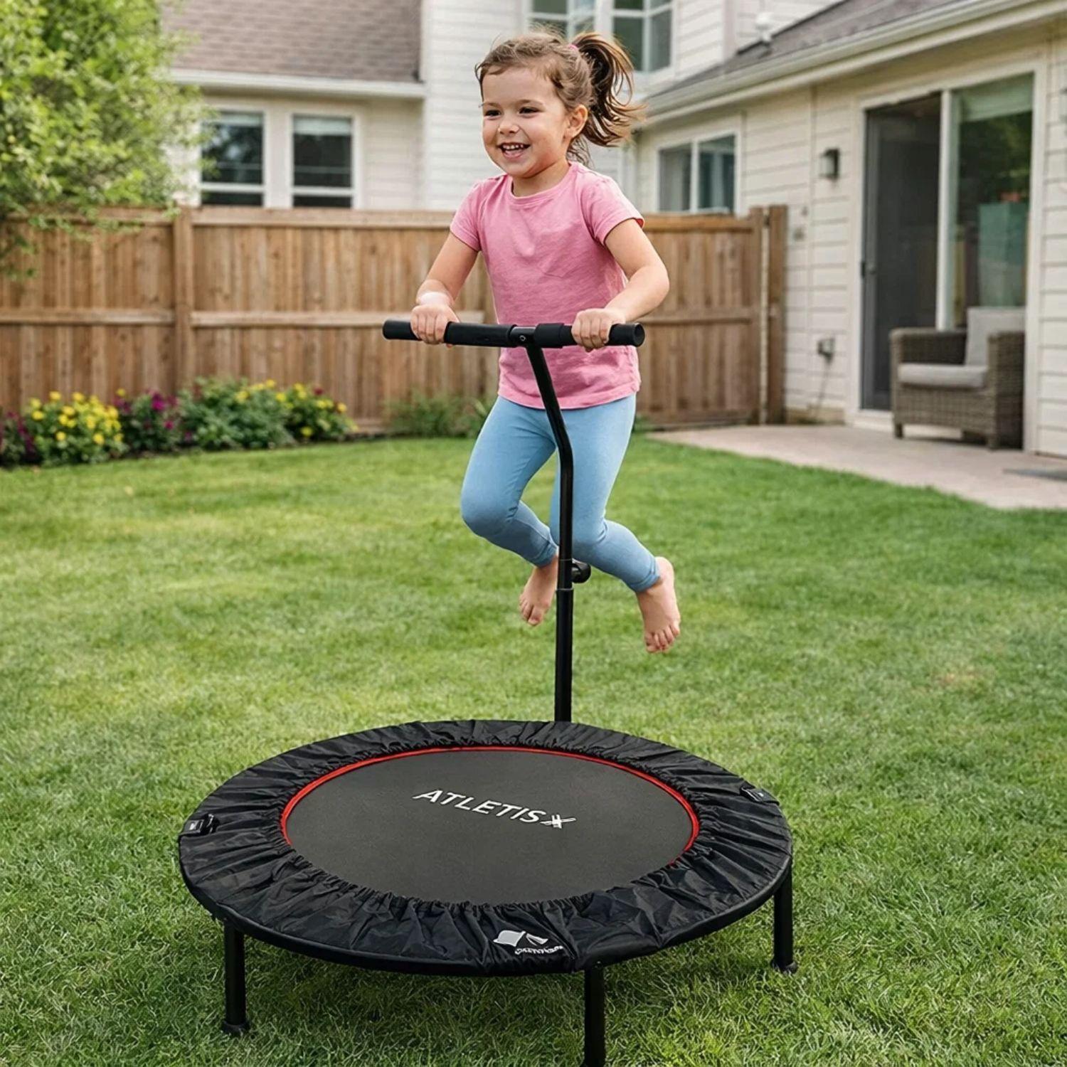 Trampolín Fitness 1,02 m con Barra Ejercicio Resistente-3