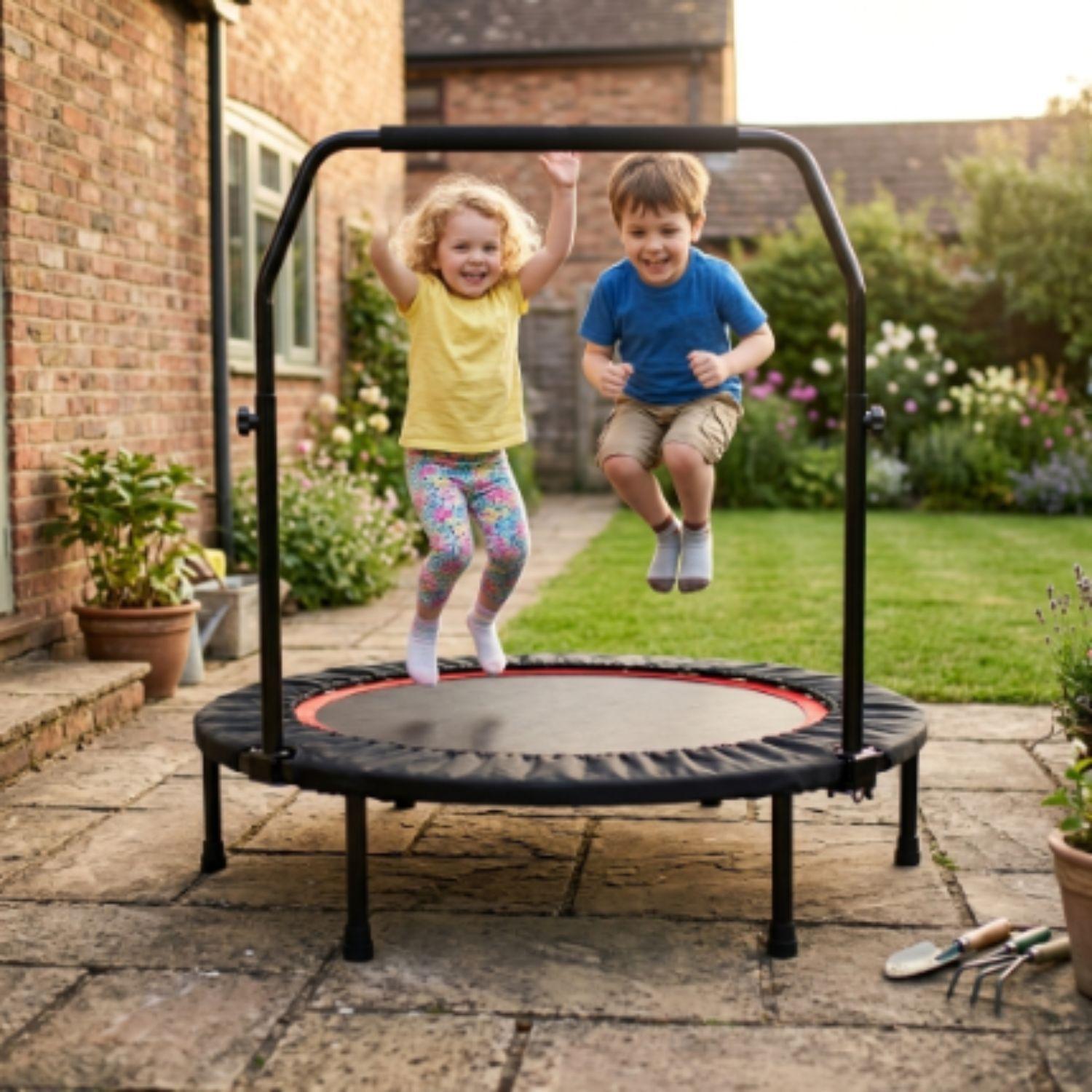 Trampolín Fitness 1,02 m con Barra Ejercicio Resistente-3