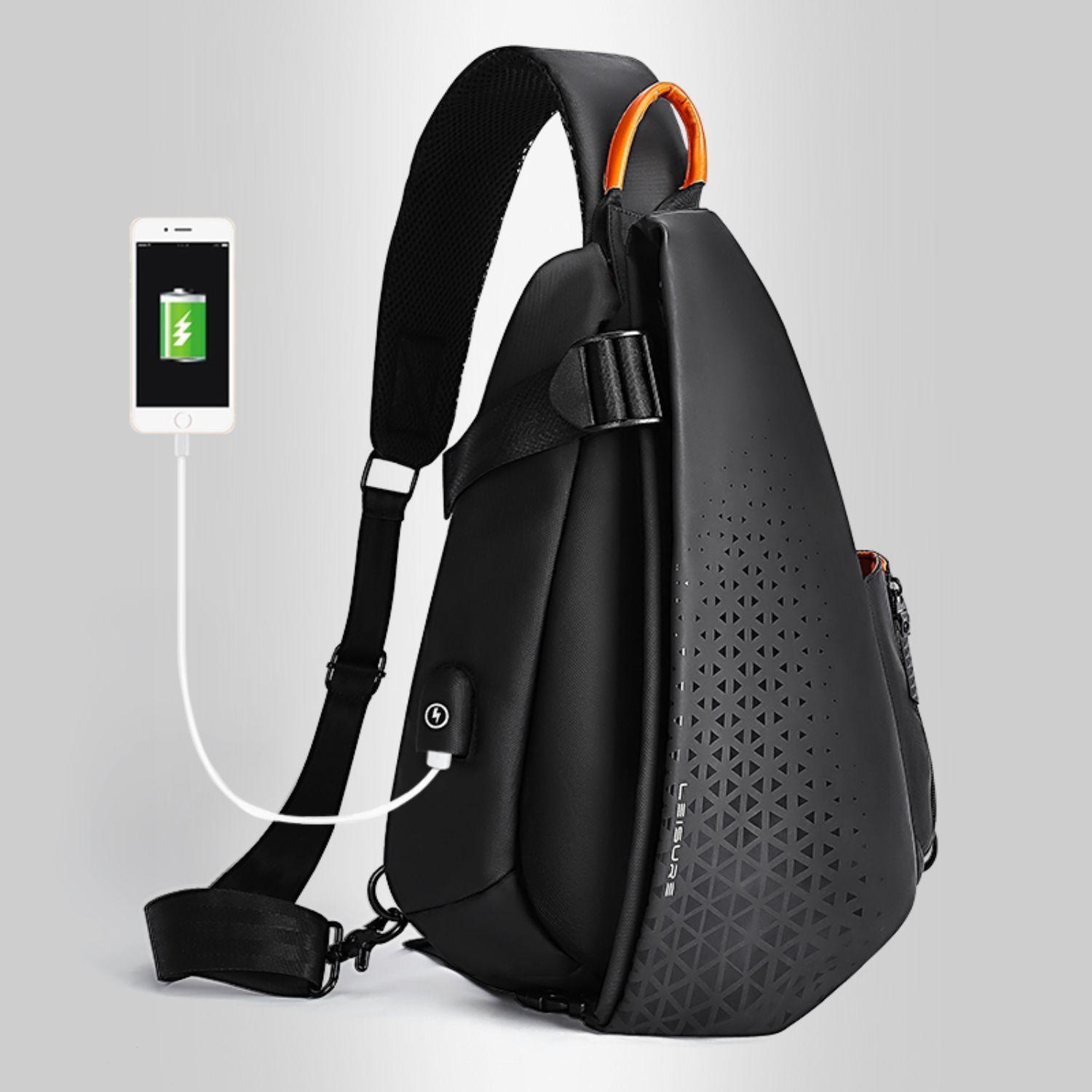 Mochila Cruzada Multiuso Bolso De Hombro Con USB-3