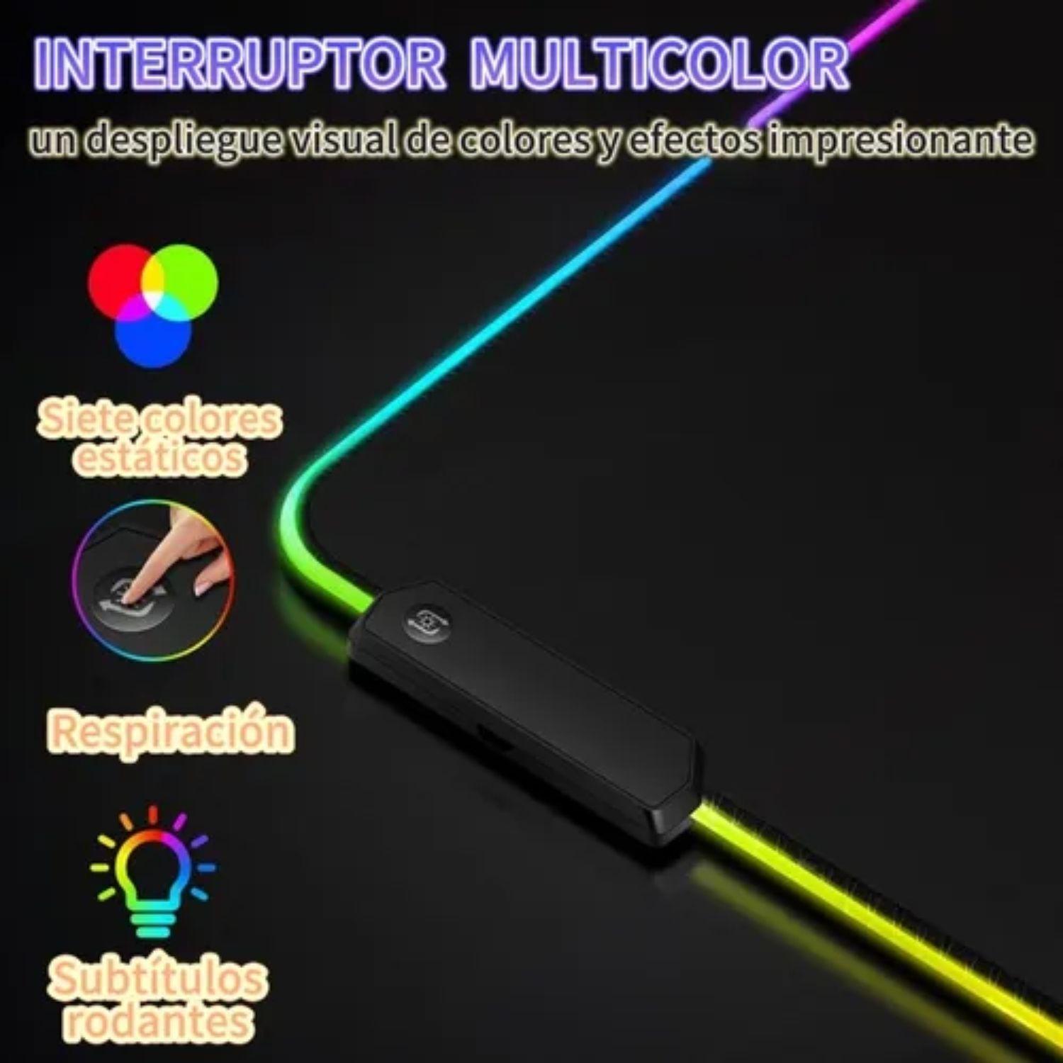 Alfombrilla Mousepad 30x80 Con Luz Led RGB Antideslizante-2