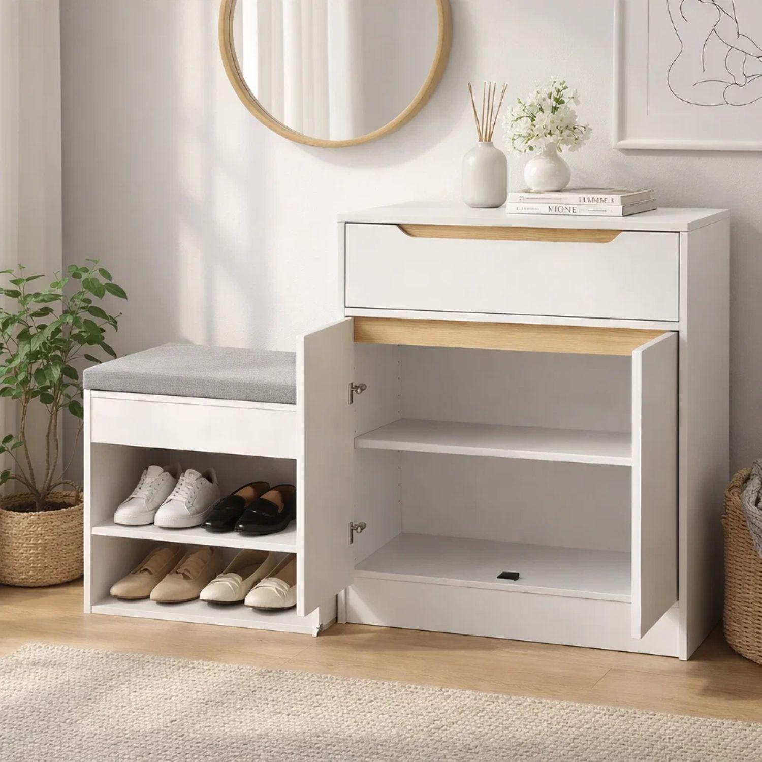 Zapatero Con Armario Cajon 110*24*80CM Organizador Moderno-4