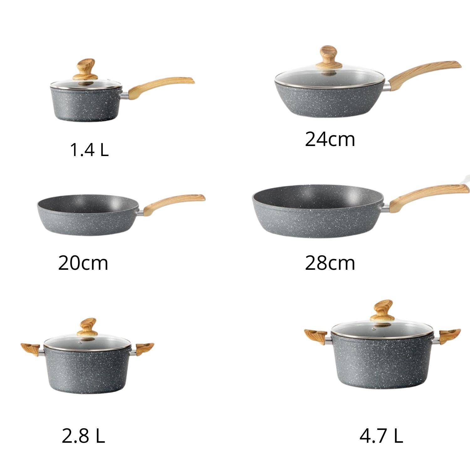 Batería De Cocina 10 Piezas Antiadherente De Piedra Médica-4