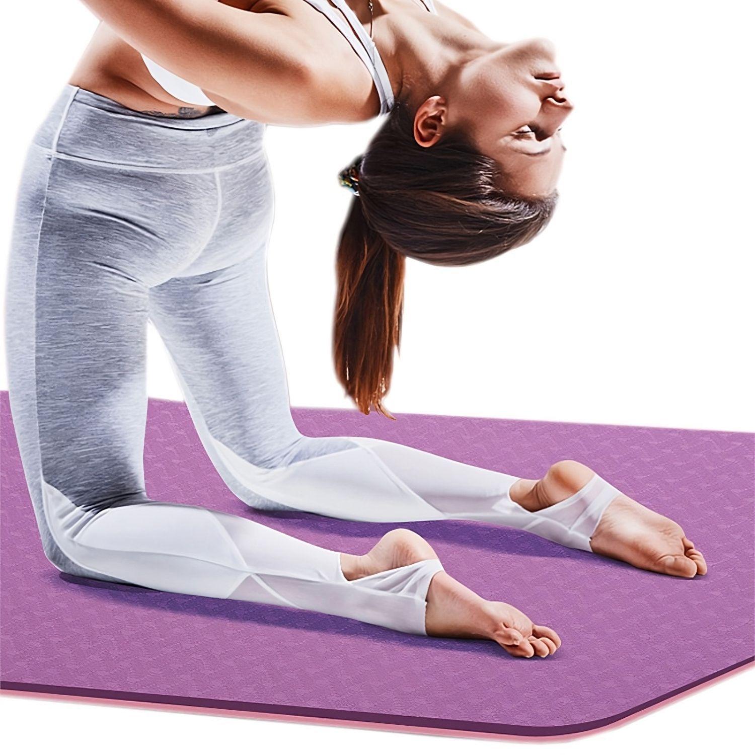 Mat Alfombra De Yoga Tpe 8mm Doble Color - Celeste-1