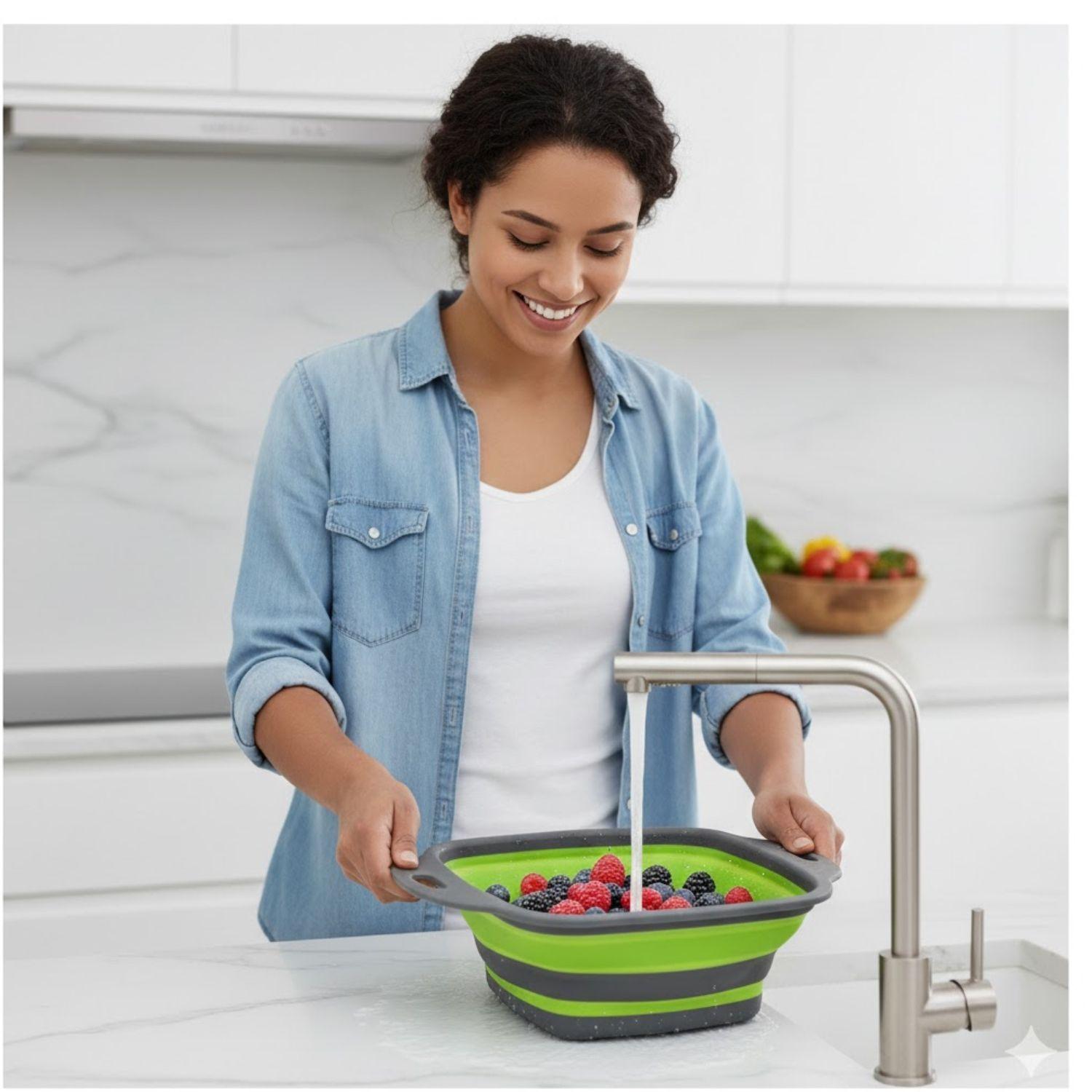 Colador Escurridor De Silicona 29x21cm Plegable Multiuso-2