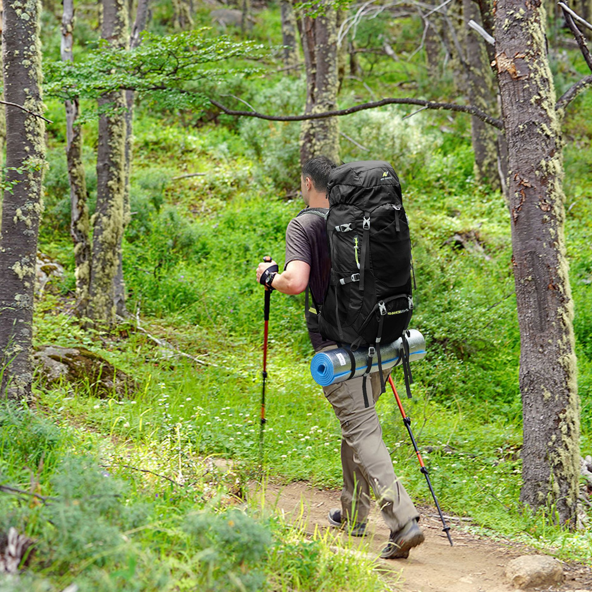 Mochila de Senderismo 65L Montañismo Impermeable y Liviana-6