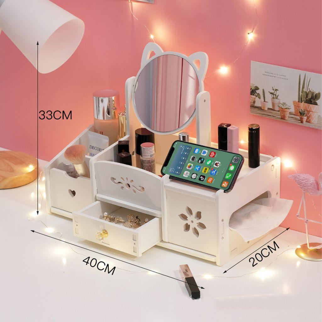 Cajón Tocador Con Espejo Repisa Y Cosméticos Dispensador-3