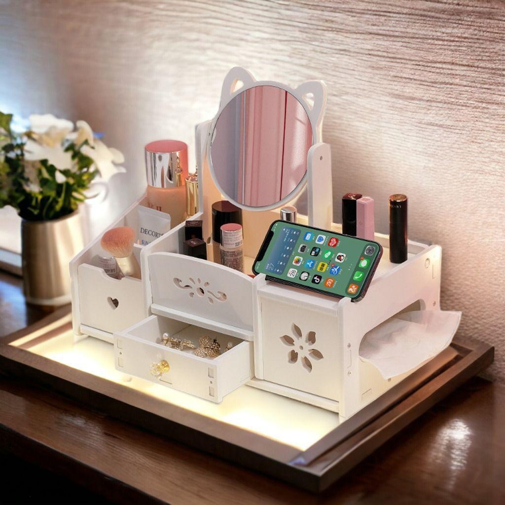 Cajón Tocador Con Espejo Repisa Y Cosméticos Dispensador-2