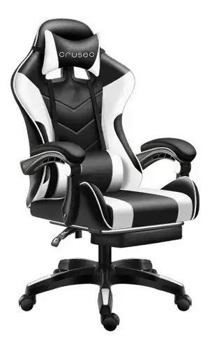 Silla Gamer De Cuero Reclinable Con Reposapiés Y Masajeador-0
