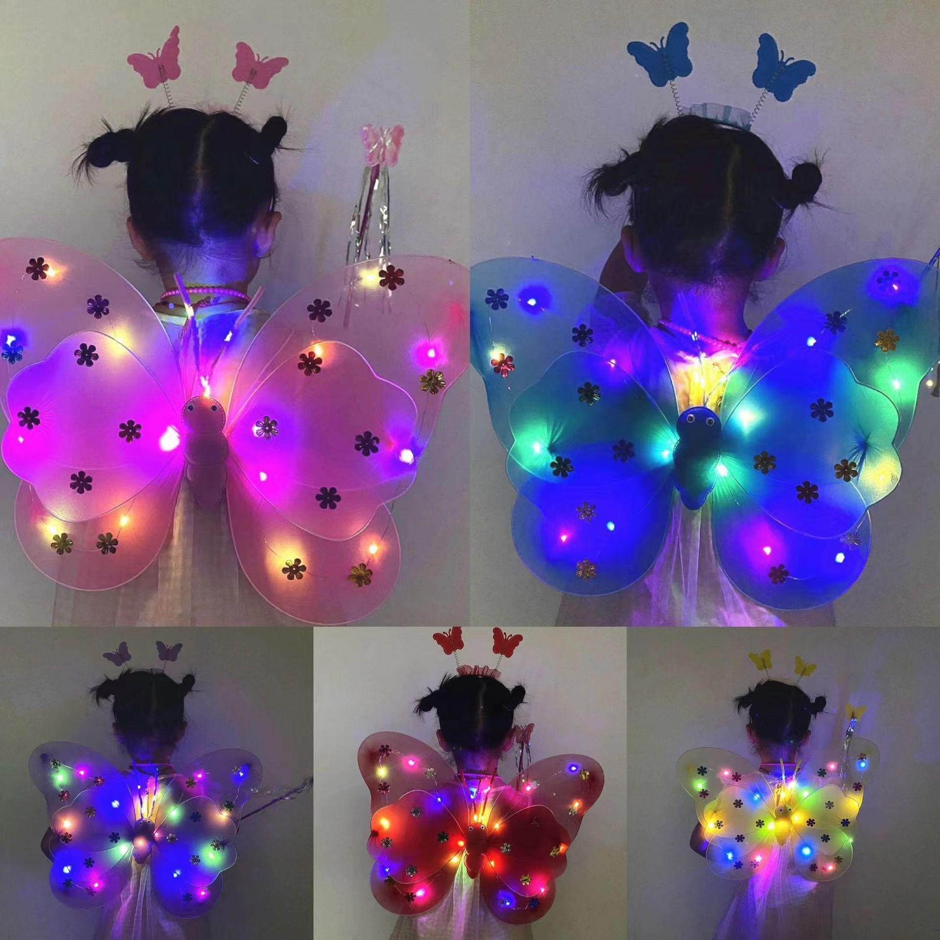 Disfraz De Mariposa Con Alas De Hada Con Luces 4 Piezas-4