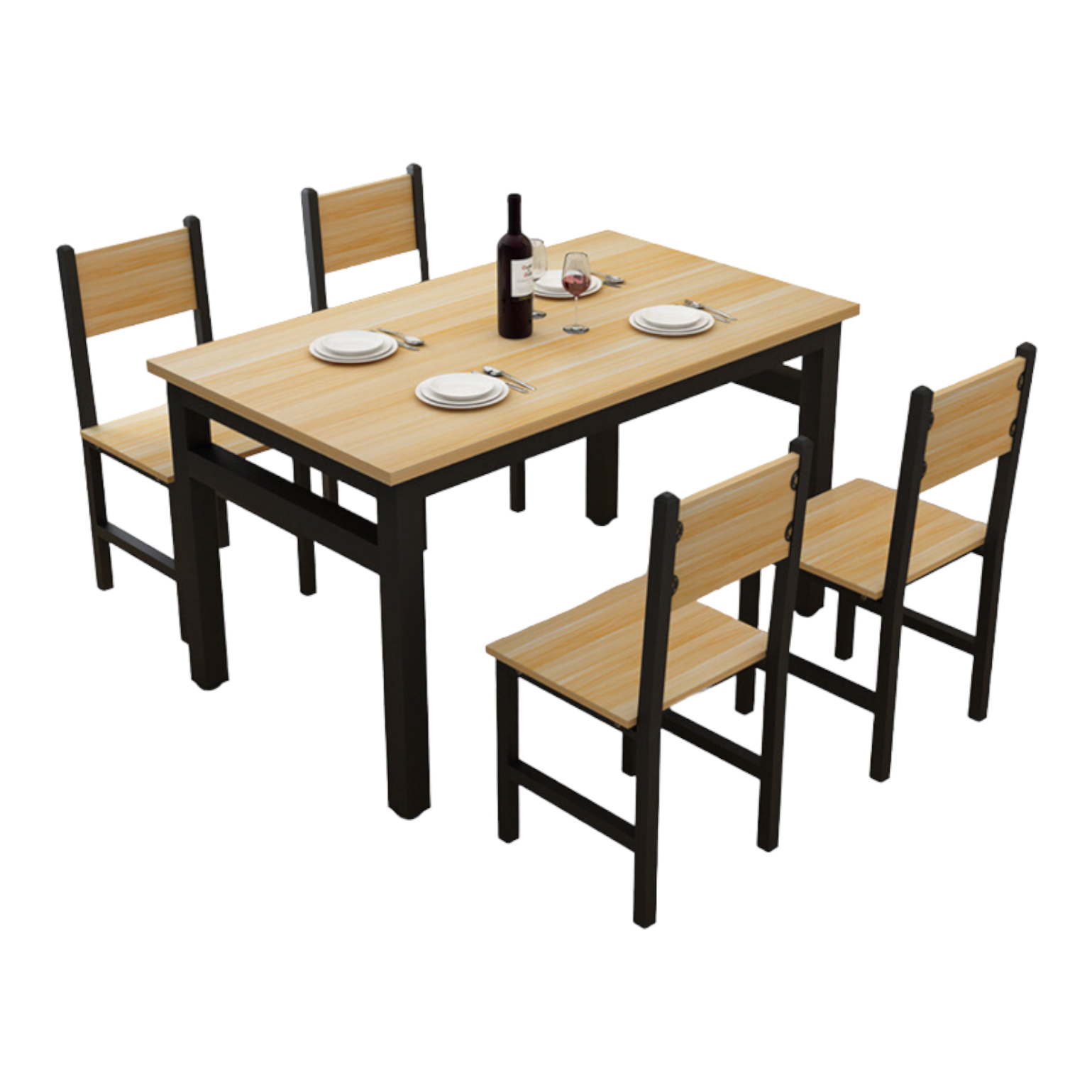 Juego De Comedor Mesa 120x60 Cm Con 4 Sillas-0