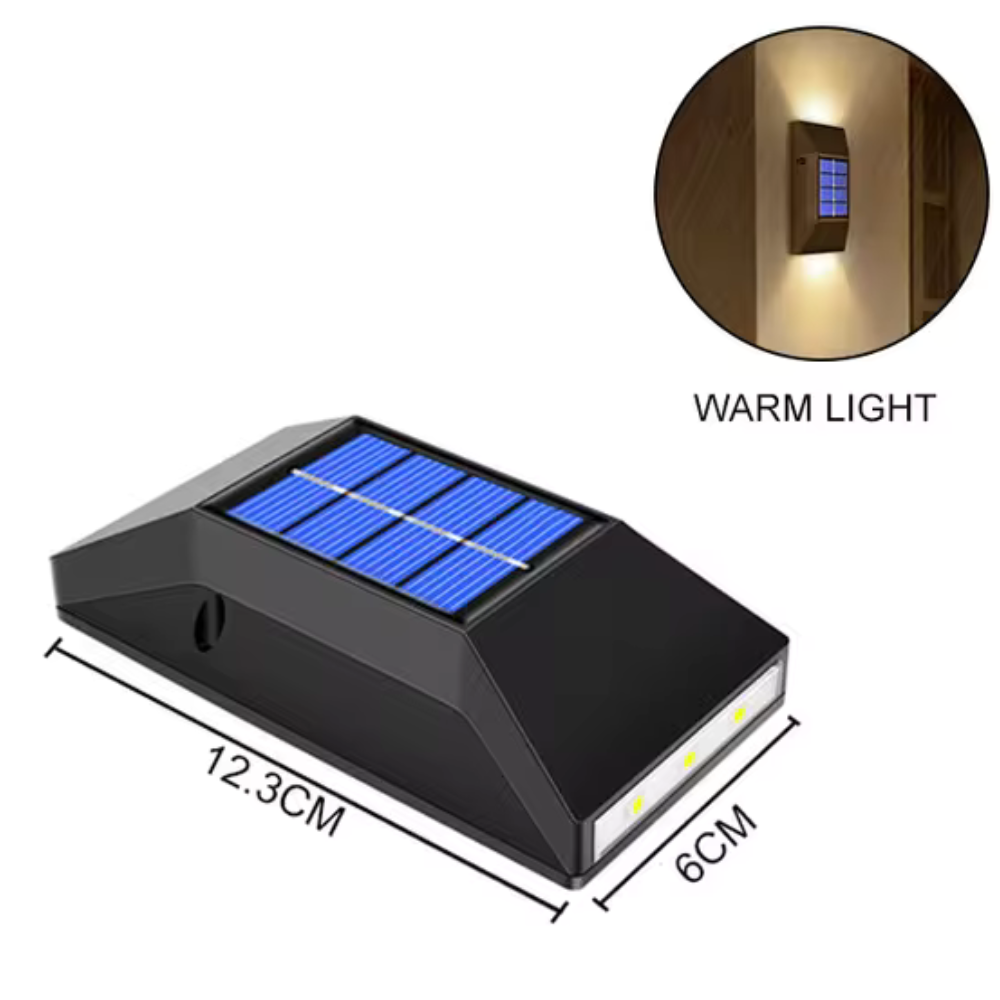 Pack 4 Foco Led Luz Cálida Panel Solar Para Paredes Exterior-2