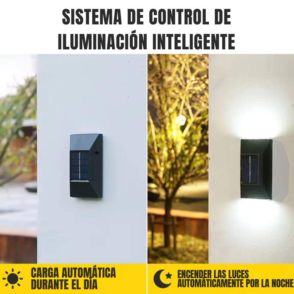 Pack 4 Foco Led Luz Cálida Panel Solar Para Paredes Exterior-5