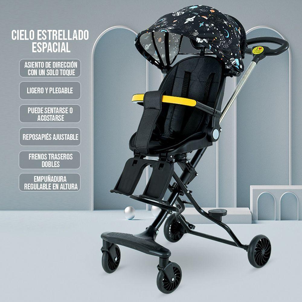 Coche De Bebé Bidireccional Plegable Ligero con Cubierta-2