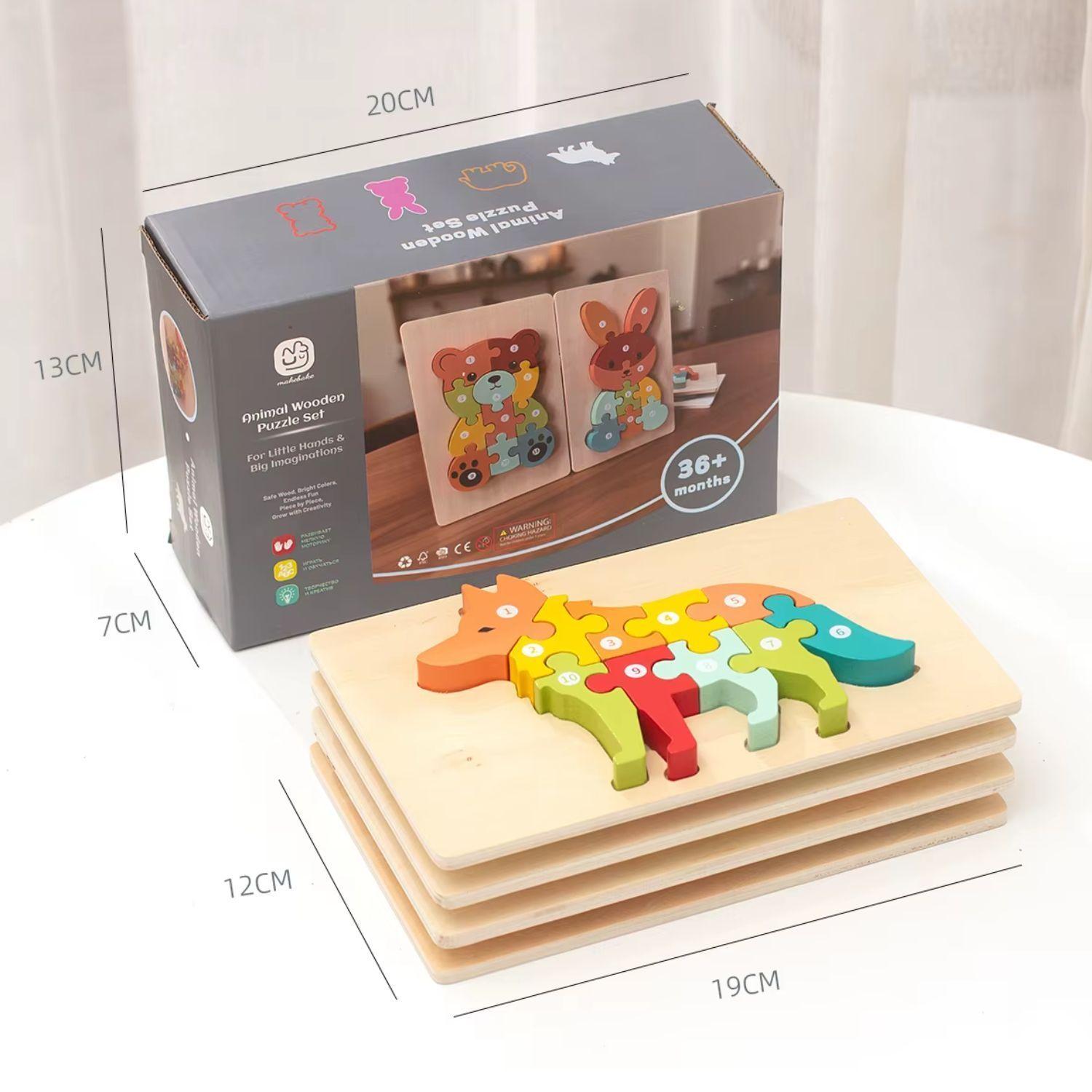 Rompecabezas De Madera 3D Montessori Animales Didácticos-0