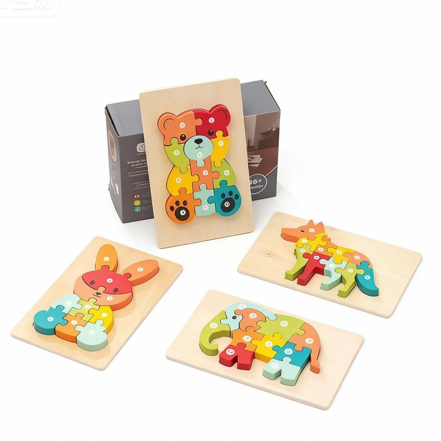 Rompecabezas De Madera 3D Montessori Animales Didácticos-1