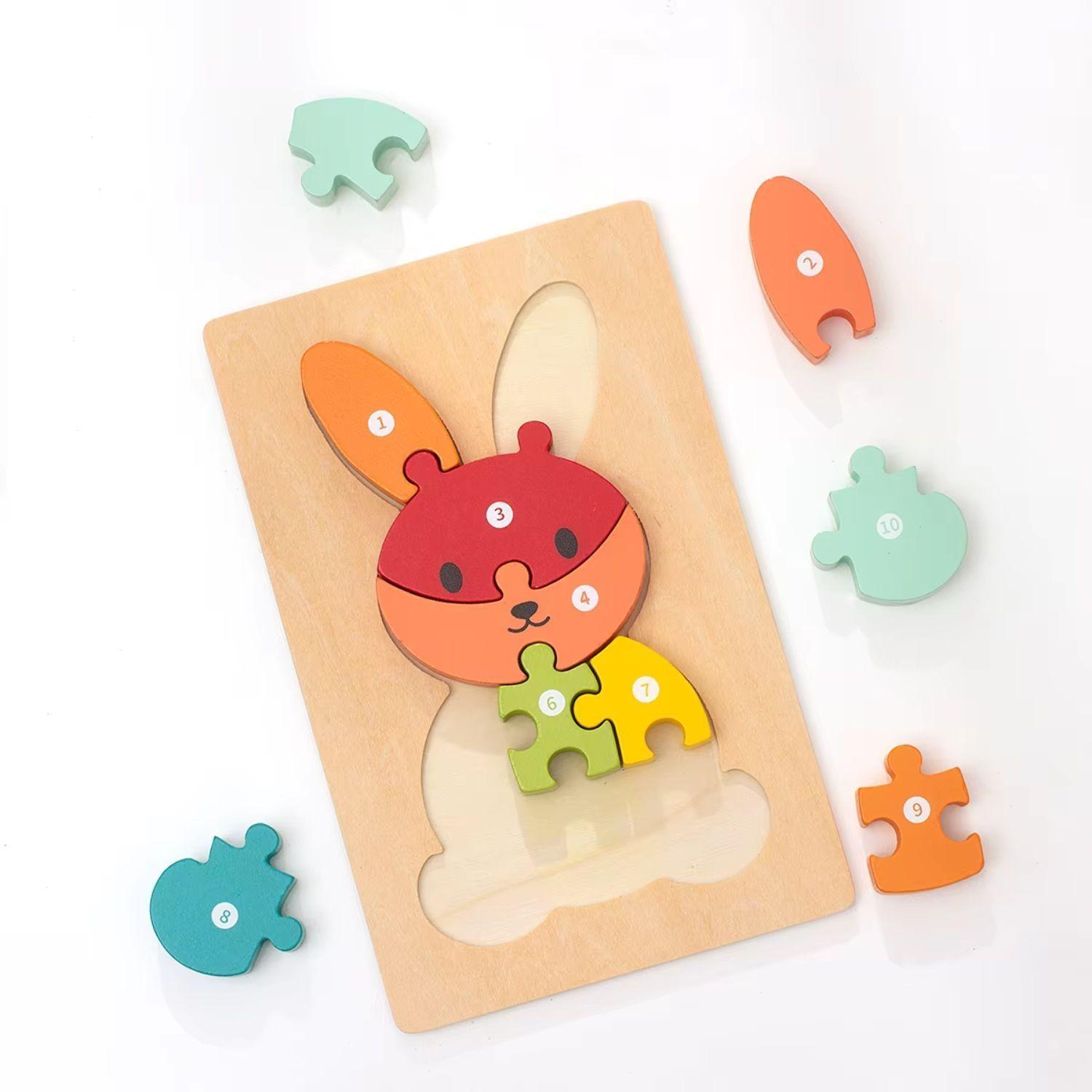 Rompecabezas De Madera 3D Montessori Animales Didácticos-2