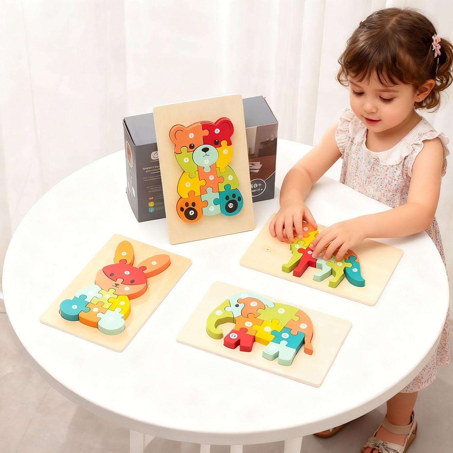 Rompecabezas De Madera 3D Montessori Animales Didácticos-4