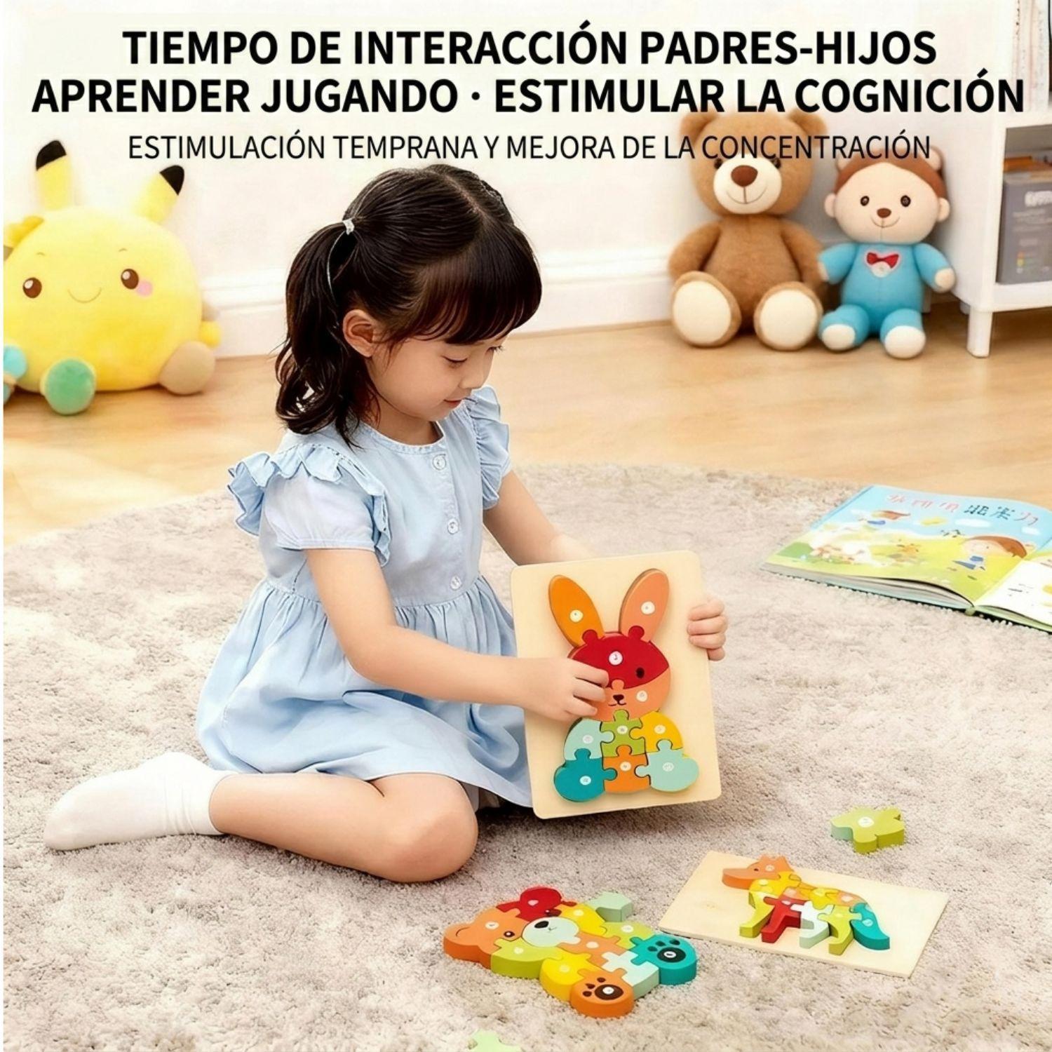 Rompecabezas De Madera 3D Montessori Animales Didácticos-6