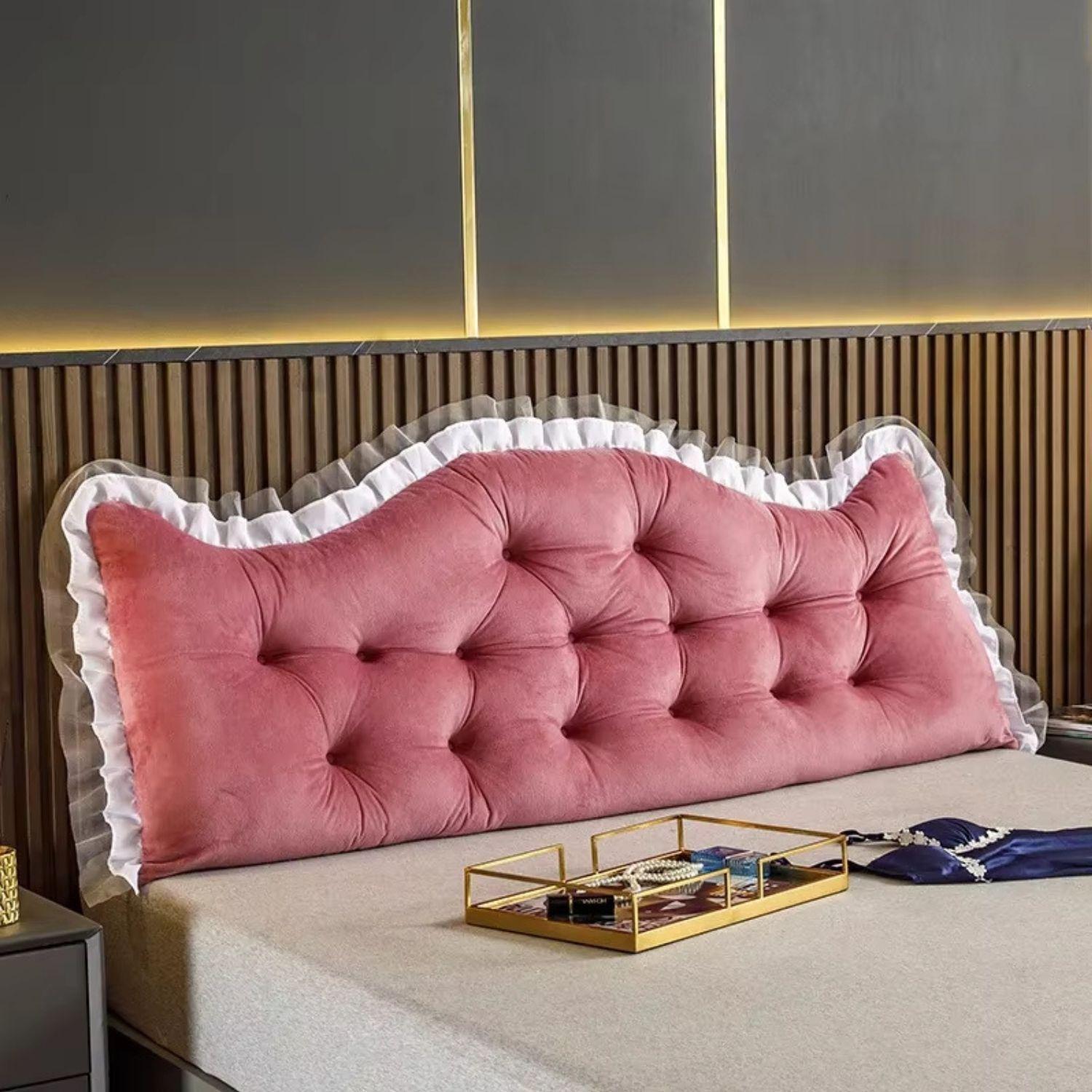 Cojin Cabecera Respaldo De Cama Almohada De Terciopelo-2