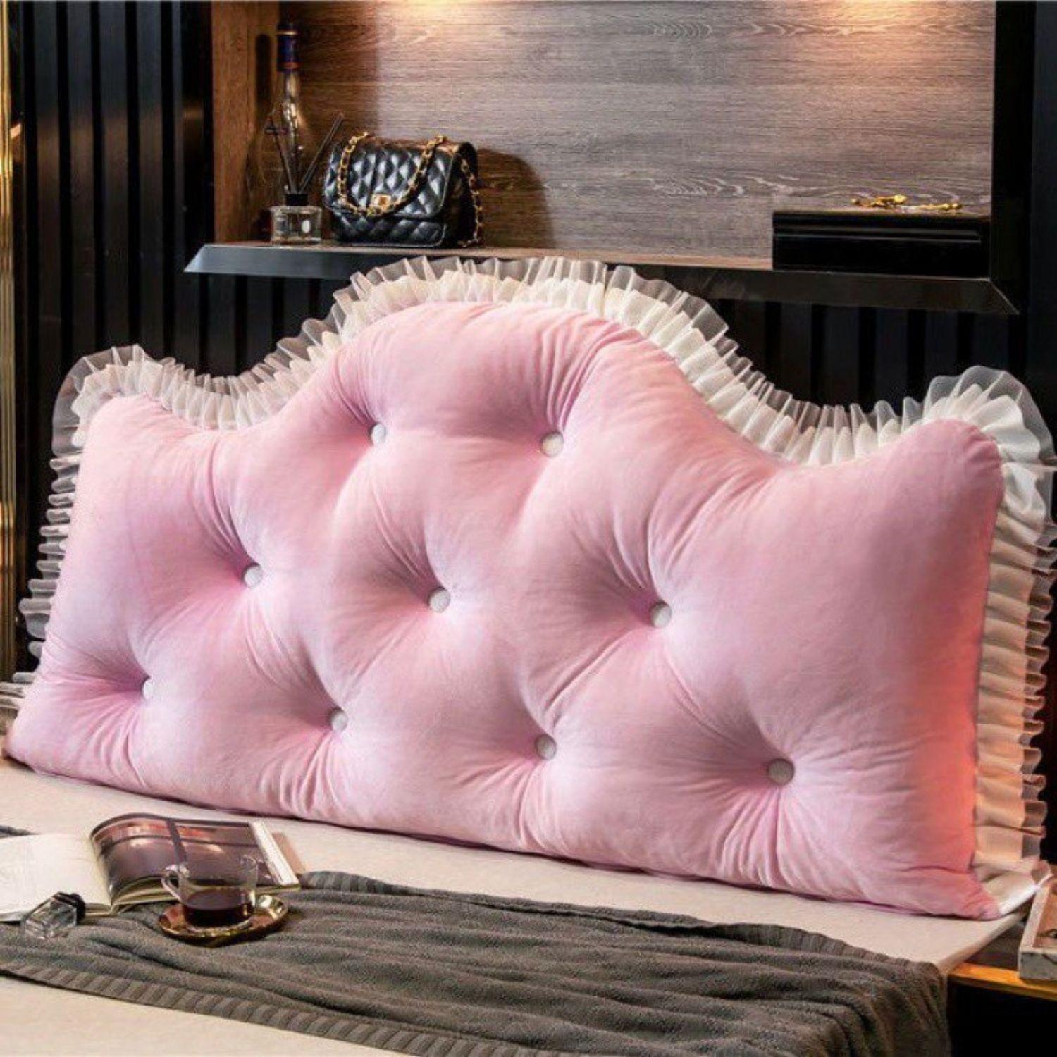 Cojin Cabecera Respaldo De Cama Almohada De Terciopelo-3