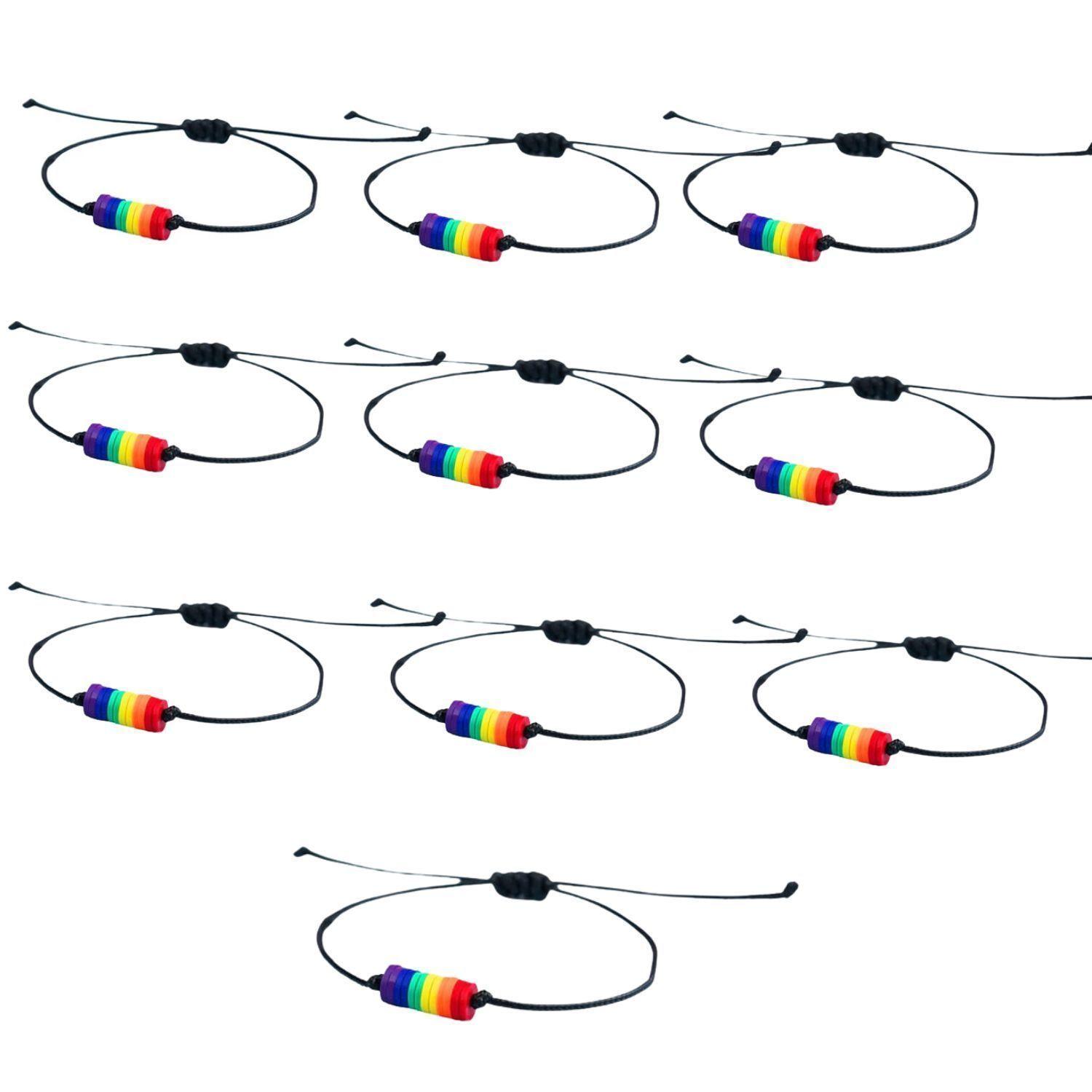 Pack 10 Pulsera Arco ris Unisex Brazalete De Cuerda Bandera-0