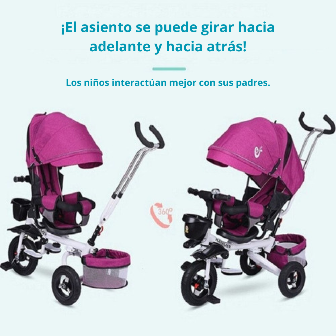 Triciclo Multifuncional Plegable 360° Con Sombrilla-4