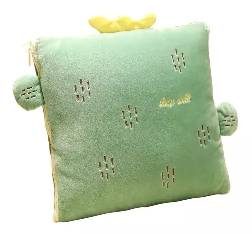 Manta De Almohada 2 En 1 Multiuso 1 Plaza 150 X 100 Cm Cactus-0