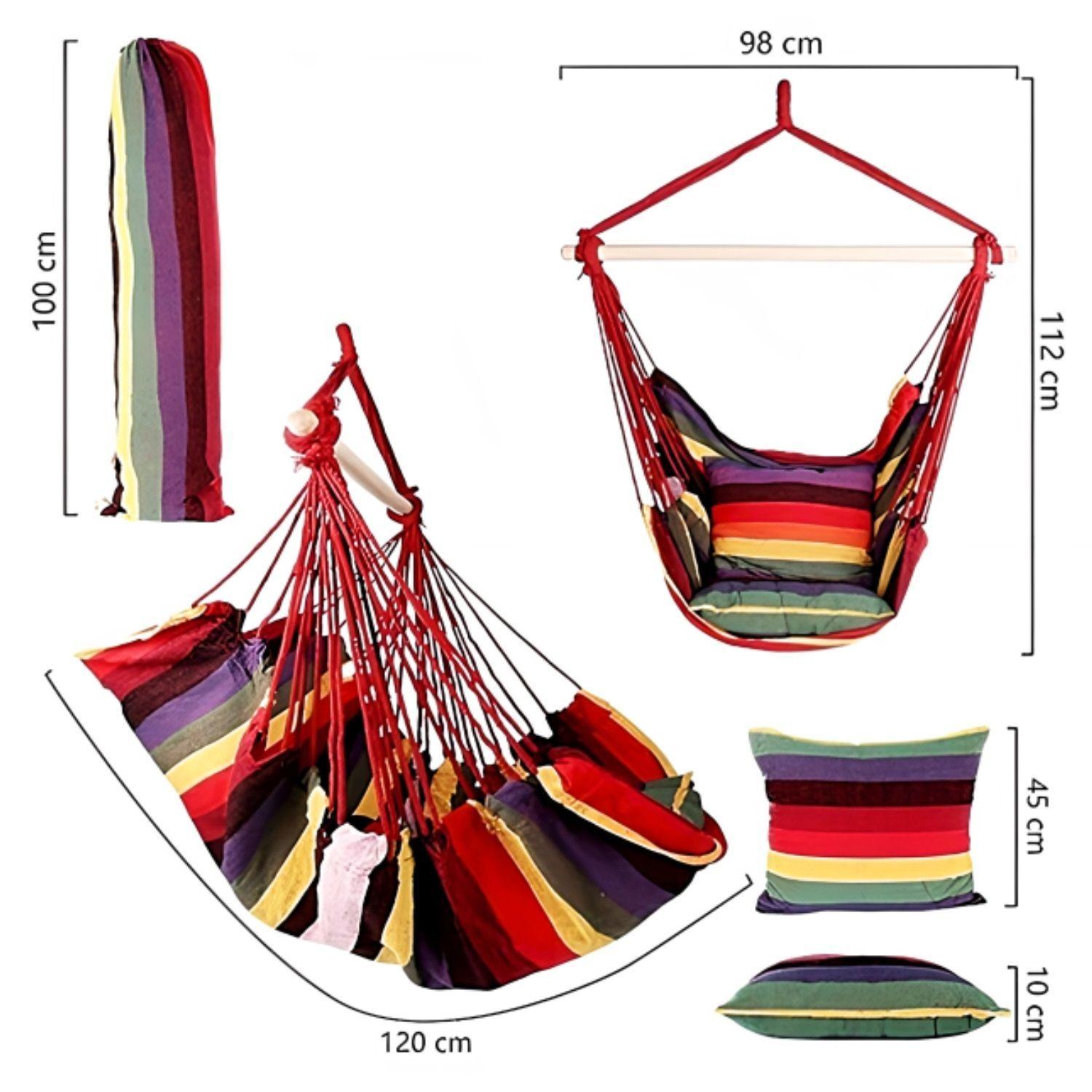 Silla Hamaca Con Palo Camping Outdoor Blanco-2