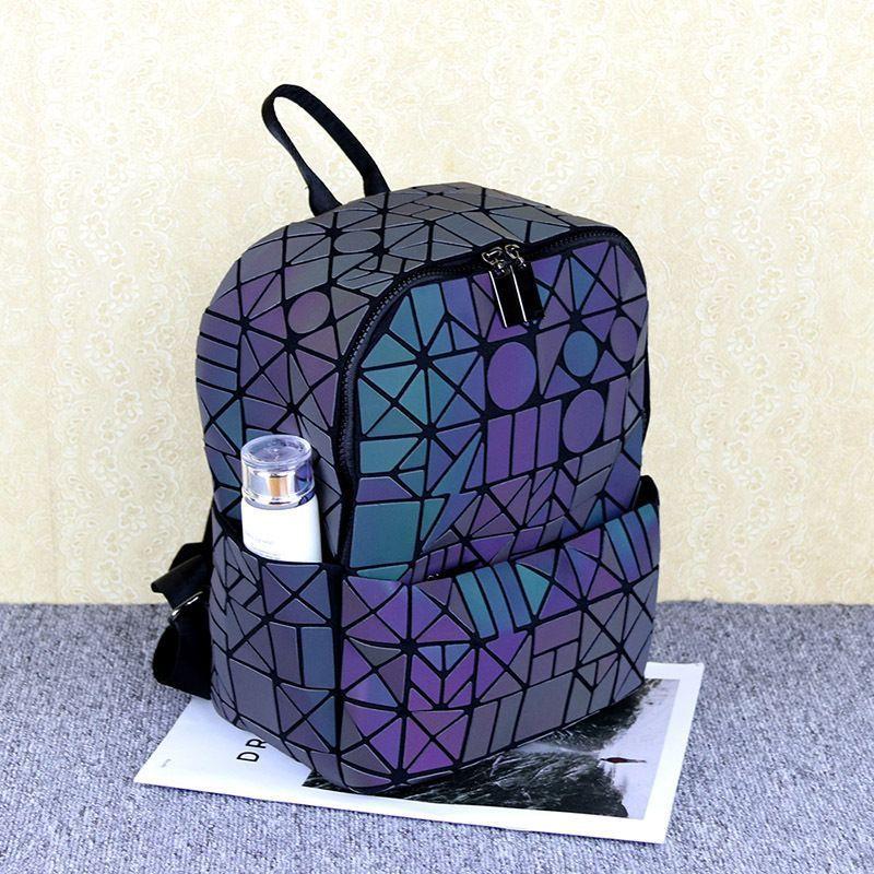 Mochila Rhombus Luminoso Coreana Para Estudiantes Unisex - Negro-2