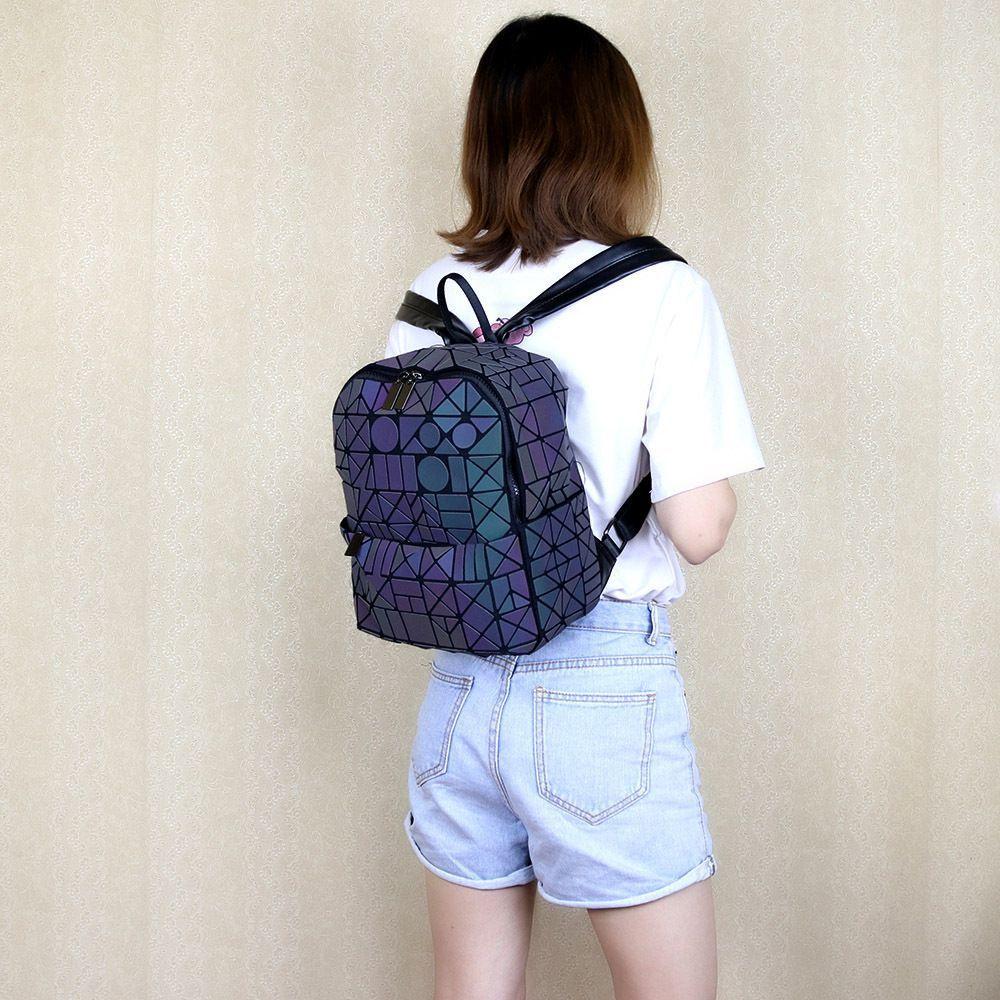 Mochila Rhombus Luminoso Coreana Para Estudiantes Unisex - Negro-3