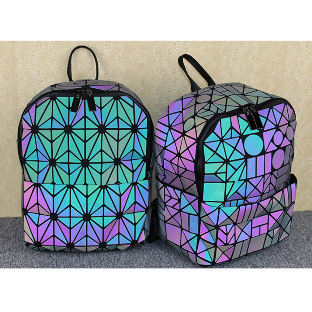 Mochila Rhombus Luminoso Coreana Para Estudiantes Unisex - Negro-7