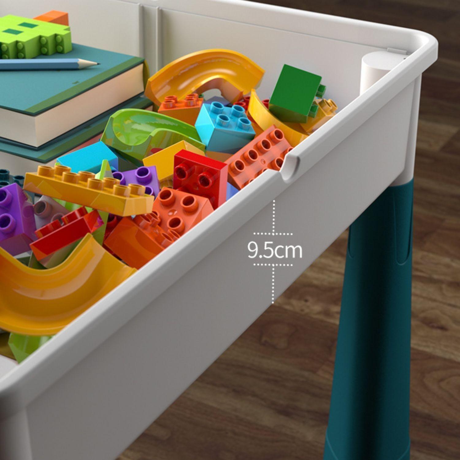 Mesa De Actividades Infantil Con Silla + 300 Bloques De Juego-2
