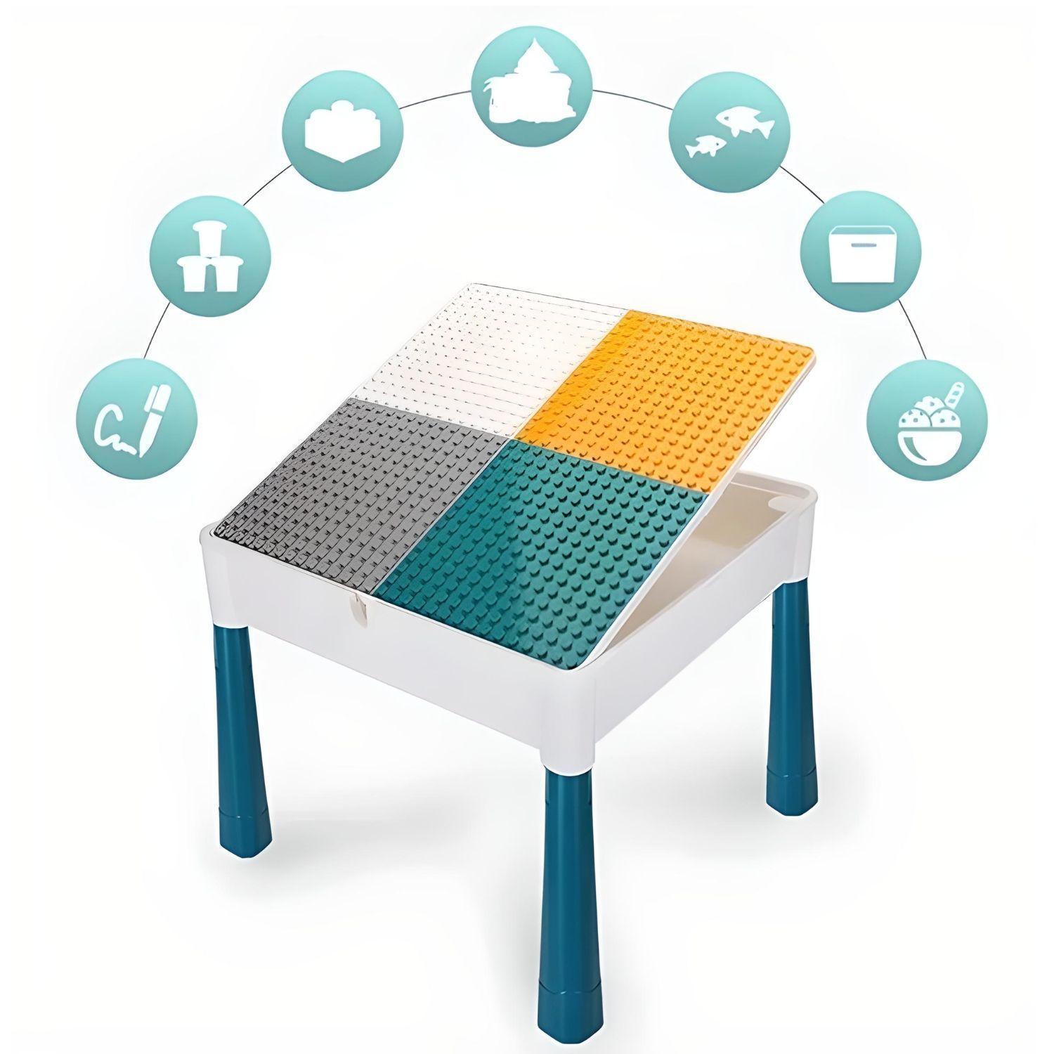 Mesa De Actividades Infantil Con Silla + 300 Bloques De Juego-3