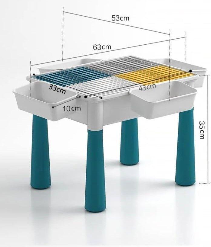 Mesa De Actividades Infantil Con Silla + 300 Bloques De Juego-7