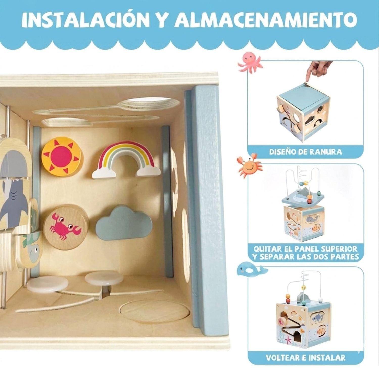 Cubo Didactico 5 En 1 Actividades Motricidad Juguete Bebés-3