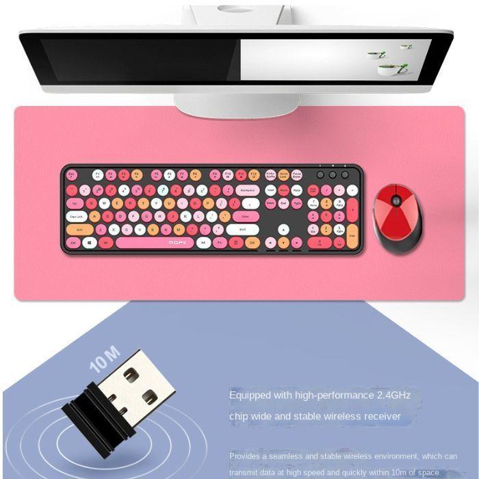 Teclado + Mouse inalámbrico Lapiz Labial Retro Mujer-1