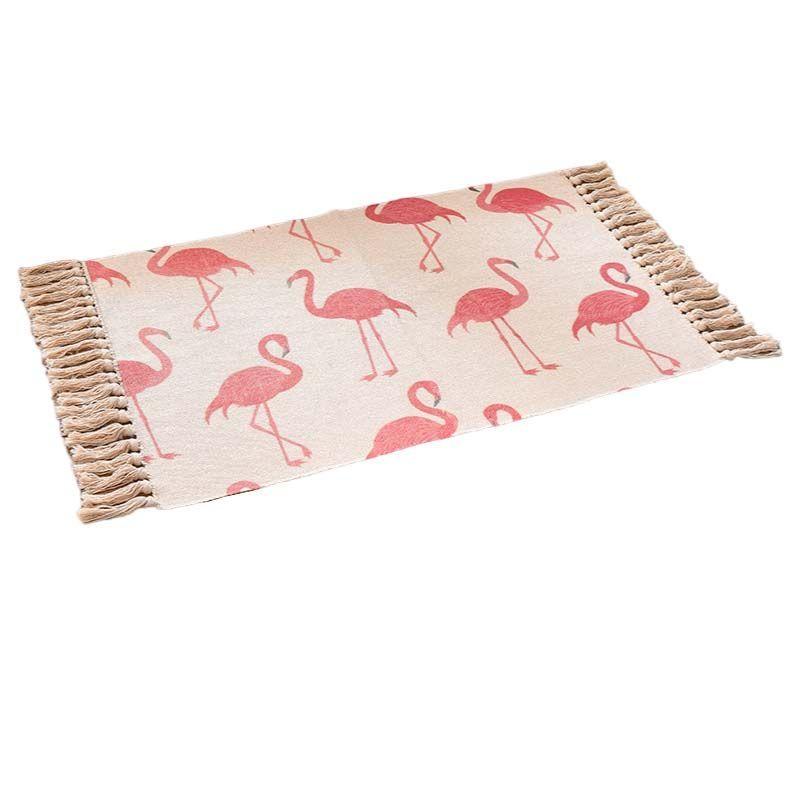 Alfombra Minimalista Estampada Boho con Borlas-0