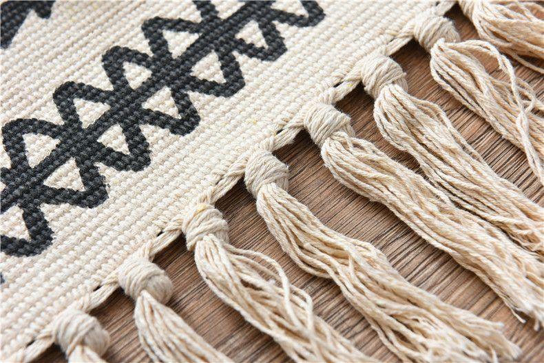 Alfombra Minimalista Estampada Boho con Borlas-3