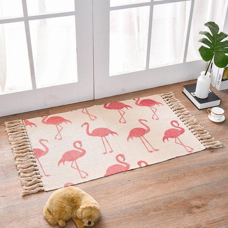 Alfombra Minimalista Estampada Boho con Borlas-2