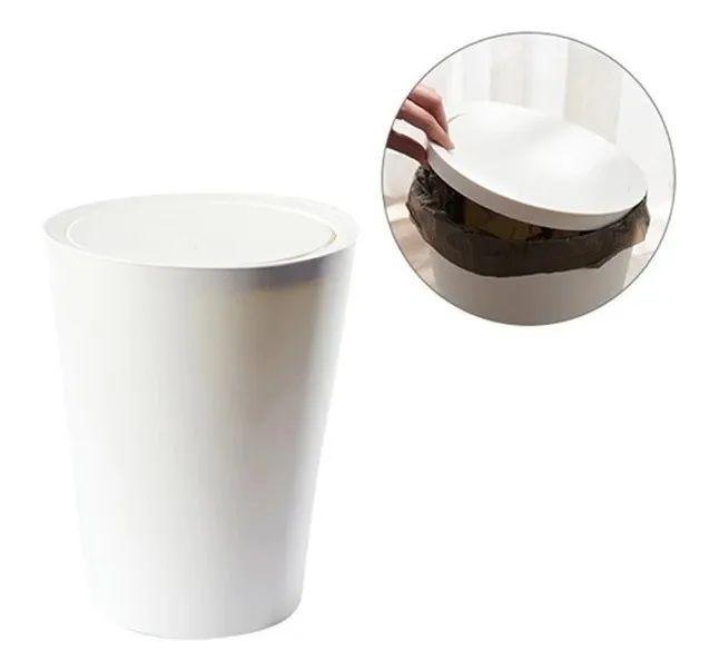 Basurero Con Tapa Para Baño Dormitorio Oficina Cocina Blanco-0