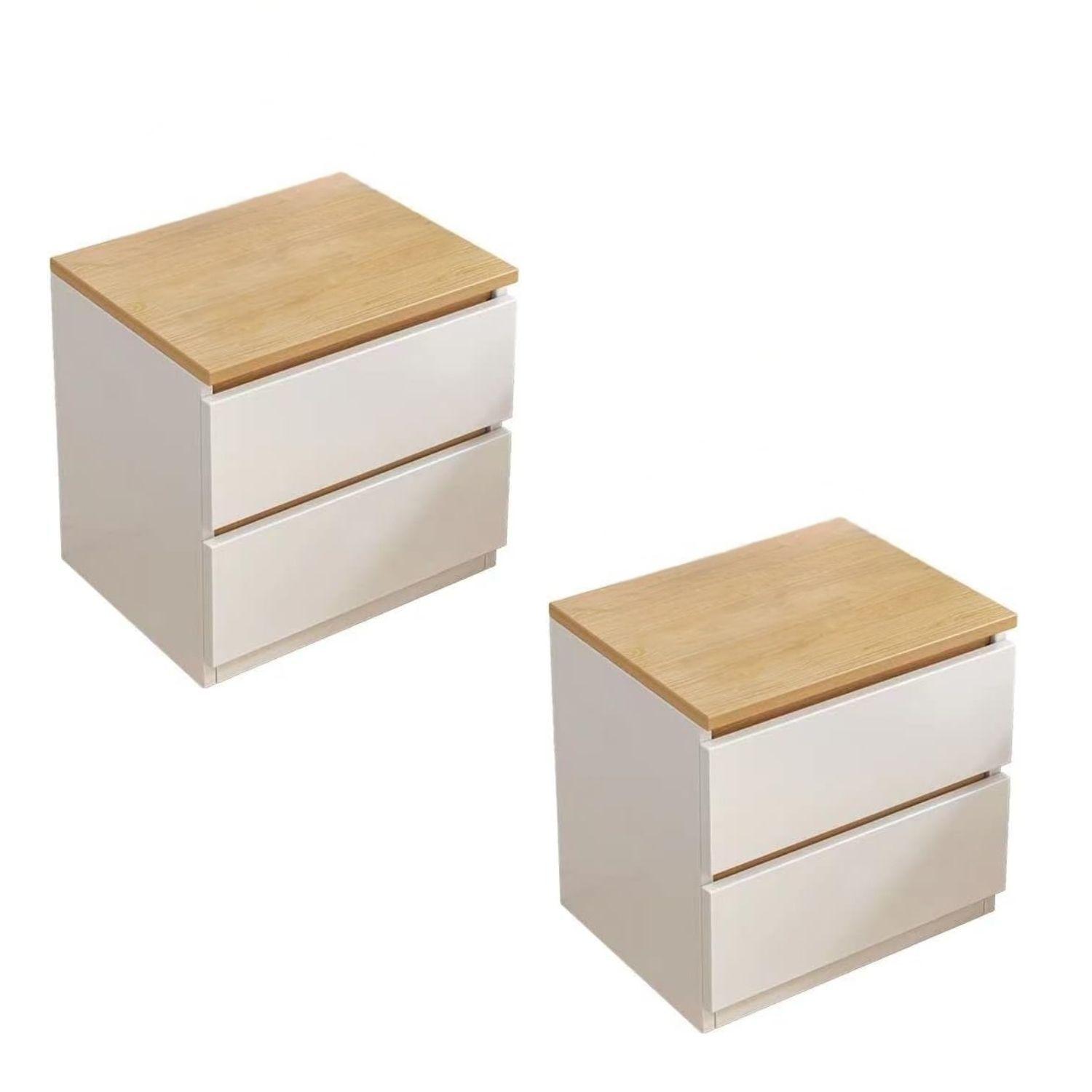 Pack 2 Velador Mesa De Noche Dos Cajones 41*30*32cm Moderno-0