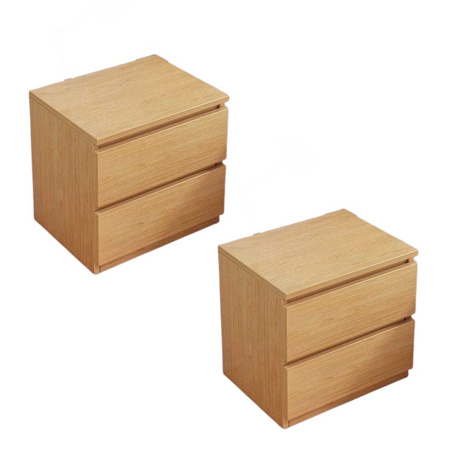 Pack 2 Velador Mesa De Noche Dos Cajones 41*30*32cm Moderno-0