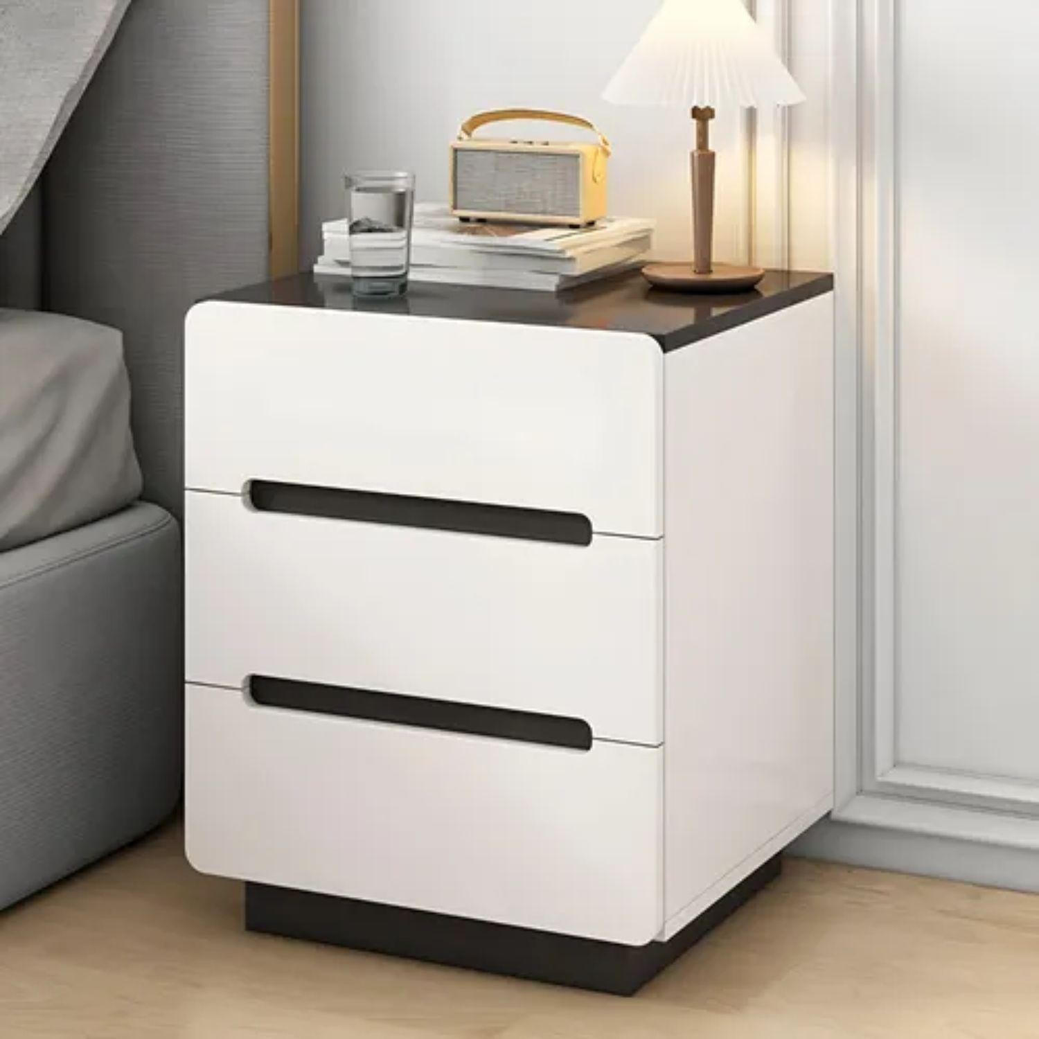 Velador Mesa De Noche 3 Cajones 41x41x59 Moderno-2