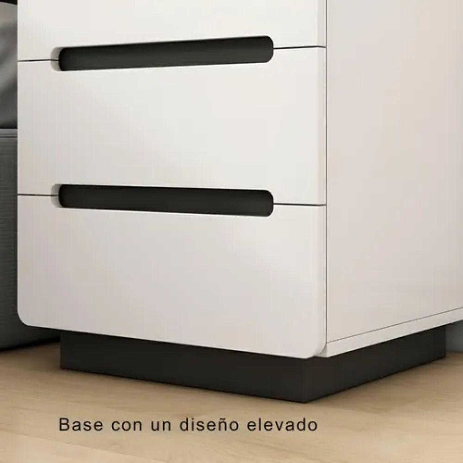 Velador Mesa De Noche 3 Cajones 41x41x59 Moderno-3