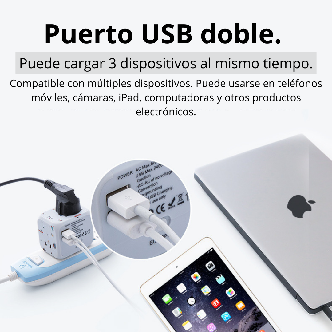 Adaptador Enchufe Multifuncional Universal Usb 100v/240v-2